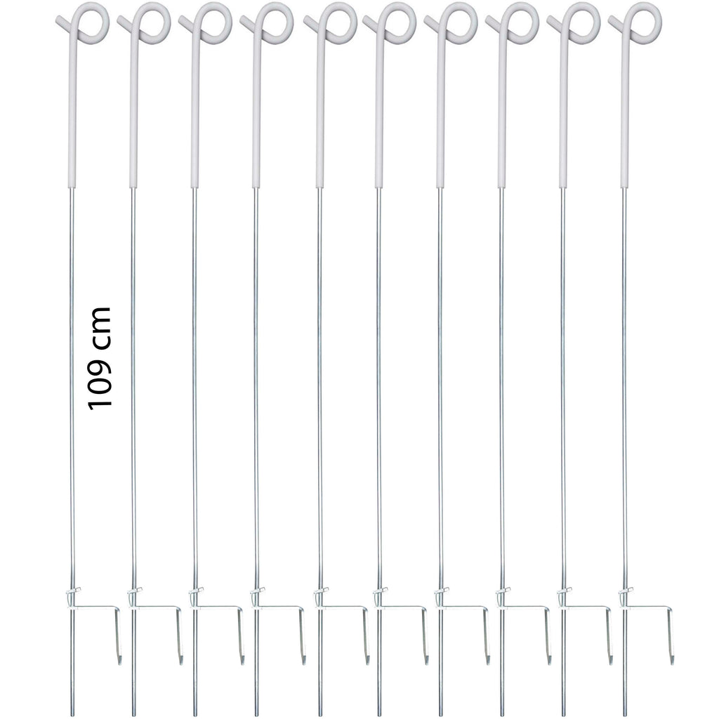 Agradi Power Piquet de Clôture Acier de Ressort avec Boucle 105cm 10 Pièces Blanc