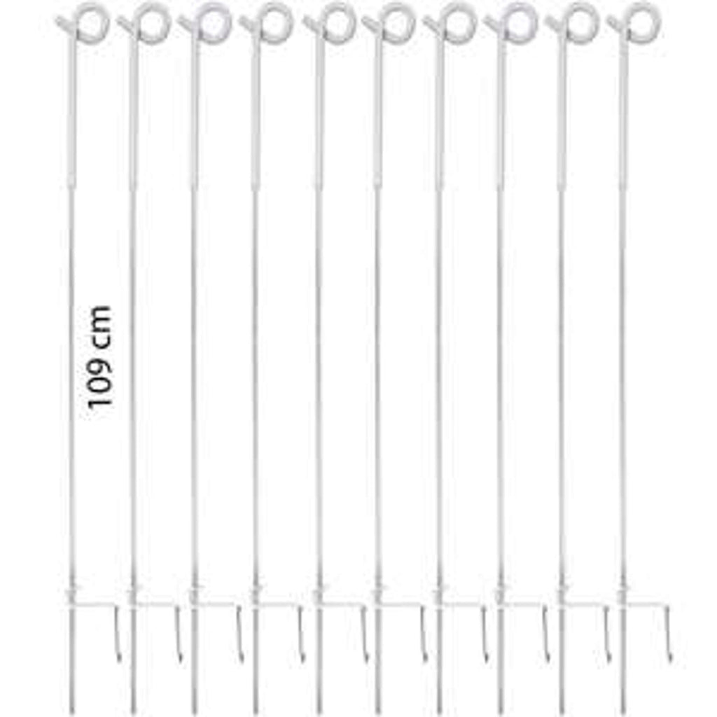 Agradi Power Piquet de Clôture Acier de Ressort avec Boucle 105cm 10 Pièces Blanc