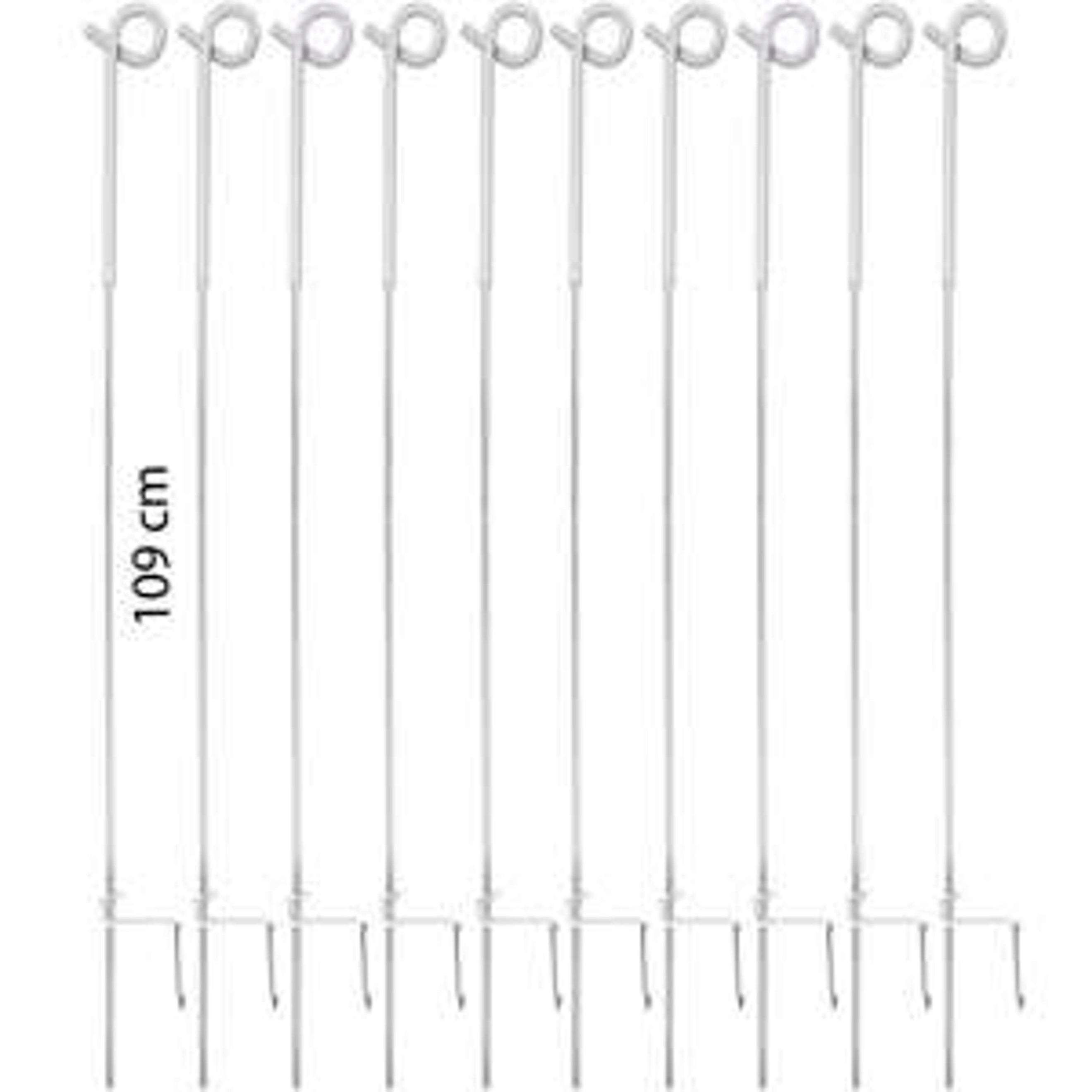 Agradi Power Piquet de Clôture Acier de Ressort avec Boucle 10 Pièces Métal Blanc