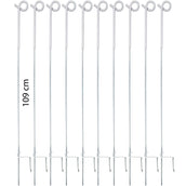 Agradi Power Piquet de Clôture Acier de Ressort avec Boucle 10 Pièces Métal 109cm Blanc