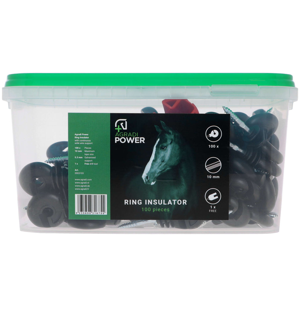 Agradi Power Isolateurs Anneau dans Seau Outil Perceuse 100 Pièces Noir