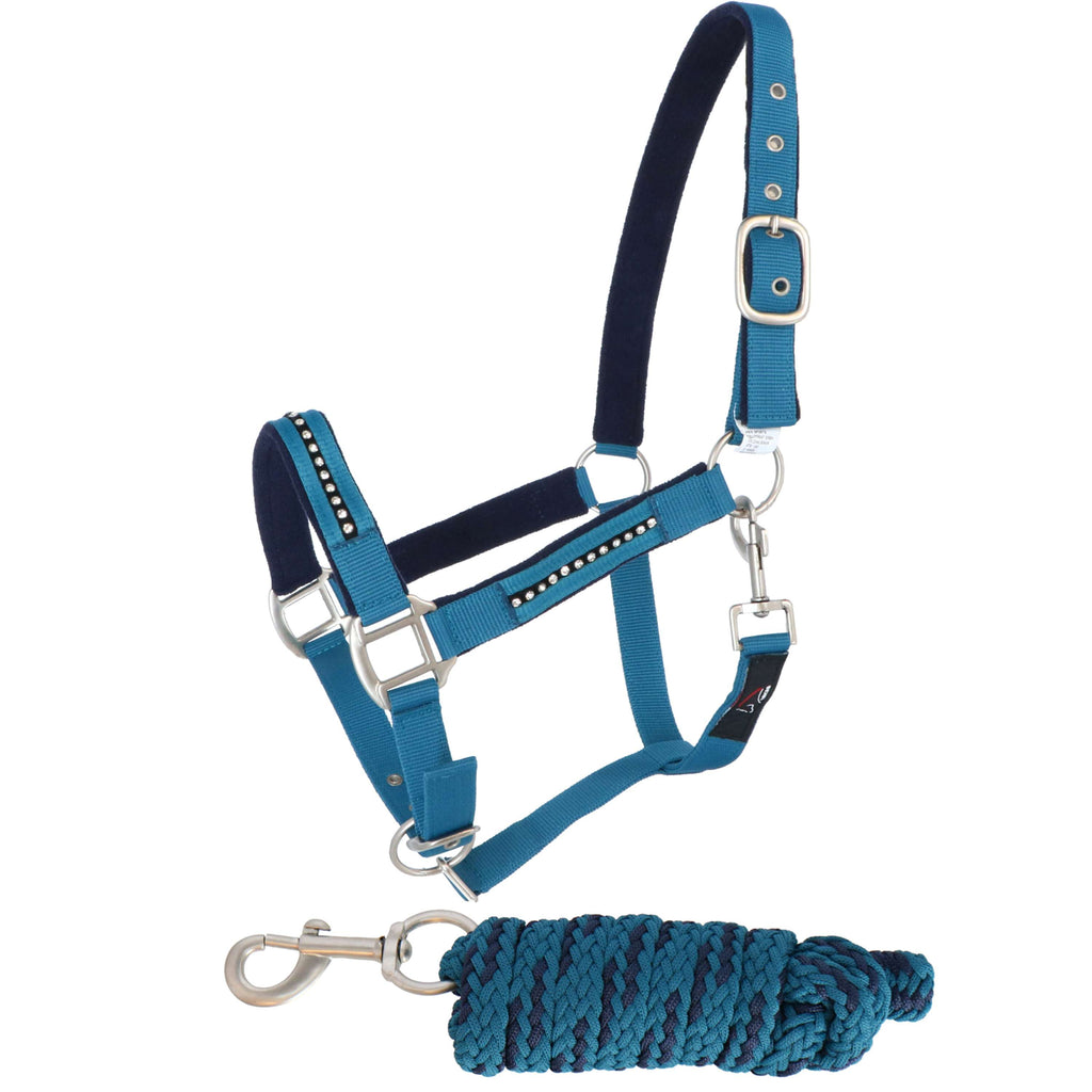 HKM Ensemble Licol Crystal Souple Rembourrage Petrol/marine