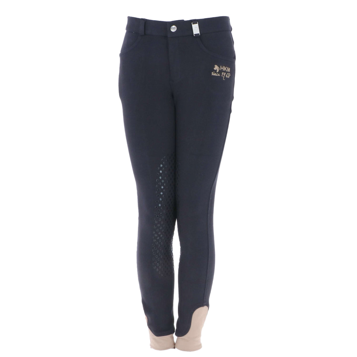 HKM Pantalon d'Équitation Kids Easy Silicon Genouillères Bleu Foncé