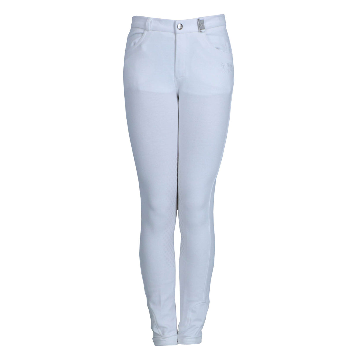 HKM Pantalon d'Équitation Kids Easy Silicon Genouillères Blanc