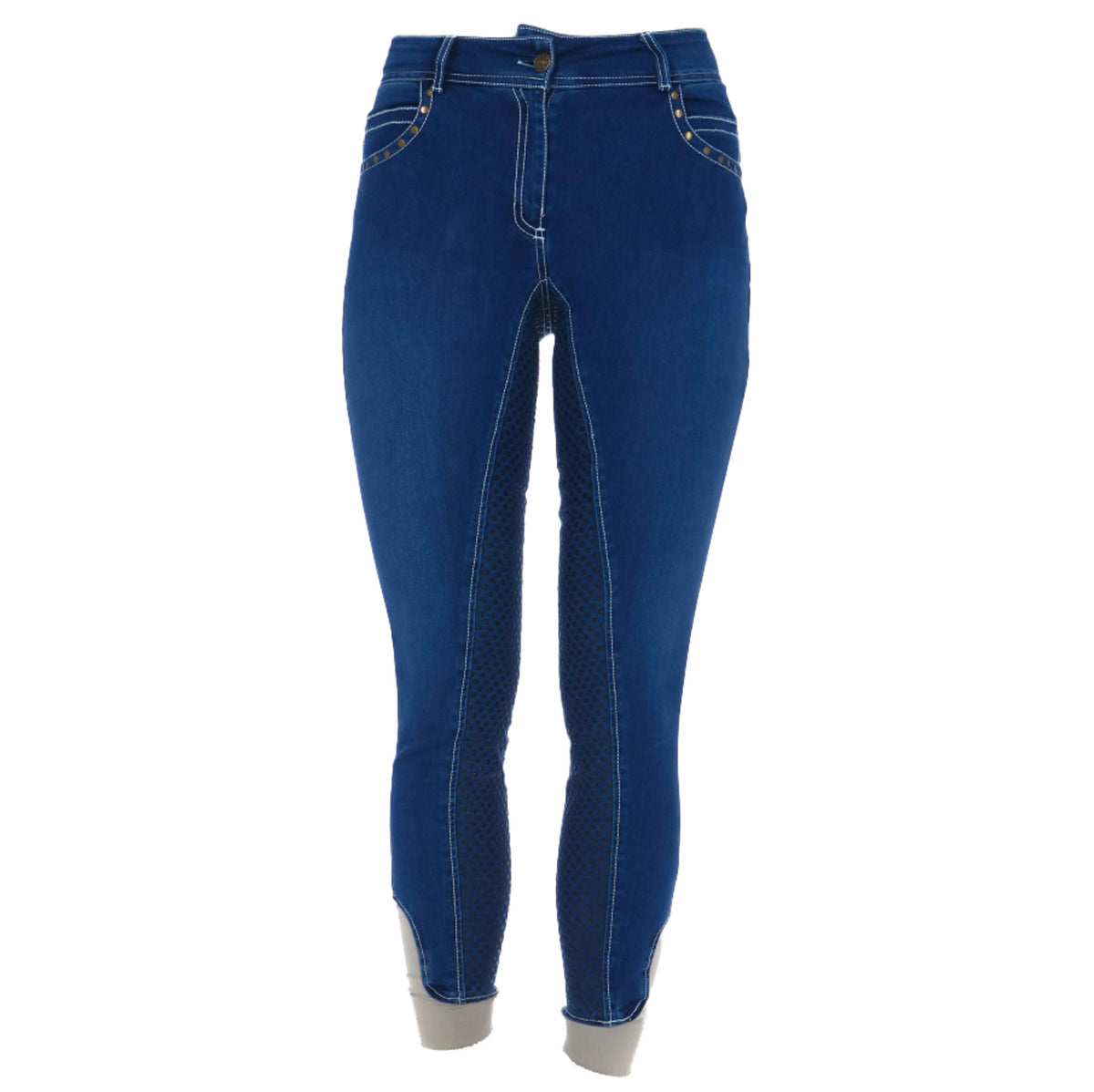 HKM Pantalon d'Équitation Pasadena Silicone Fond de Peau Jeans bleu