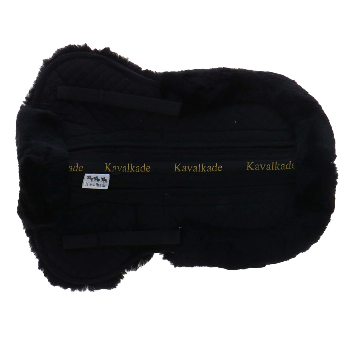 Kavalkade Tapis Sous-Selle avec Peau d'Agneau et Inserts Noir