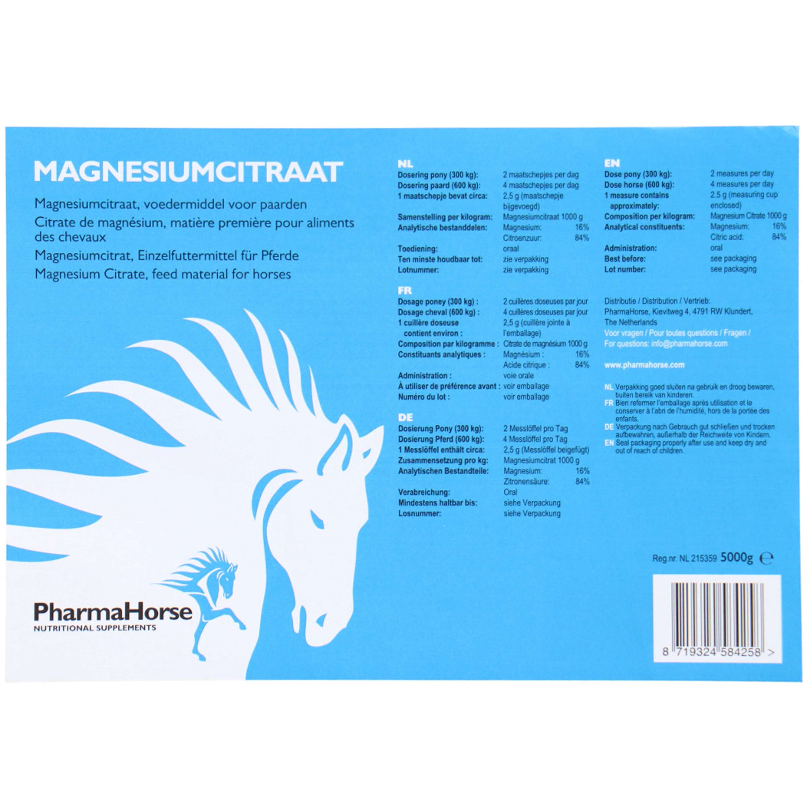 PharmaHorse Citrate de Magnesium 3 kg PharmaHorse Citrate de Magnesium 3 kg