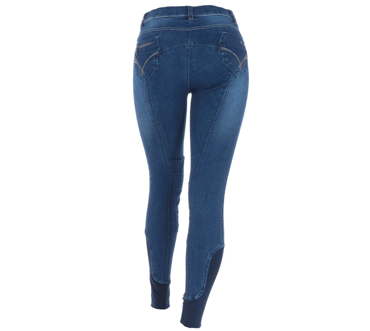 EQUITHÈME Pantalon d'Équitation Texas Denim bleu/Beige