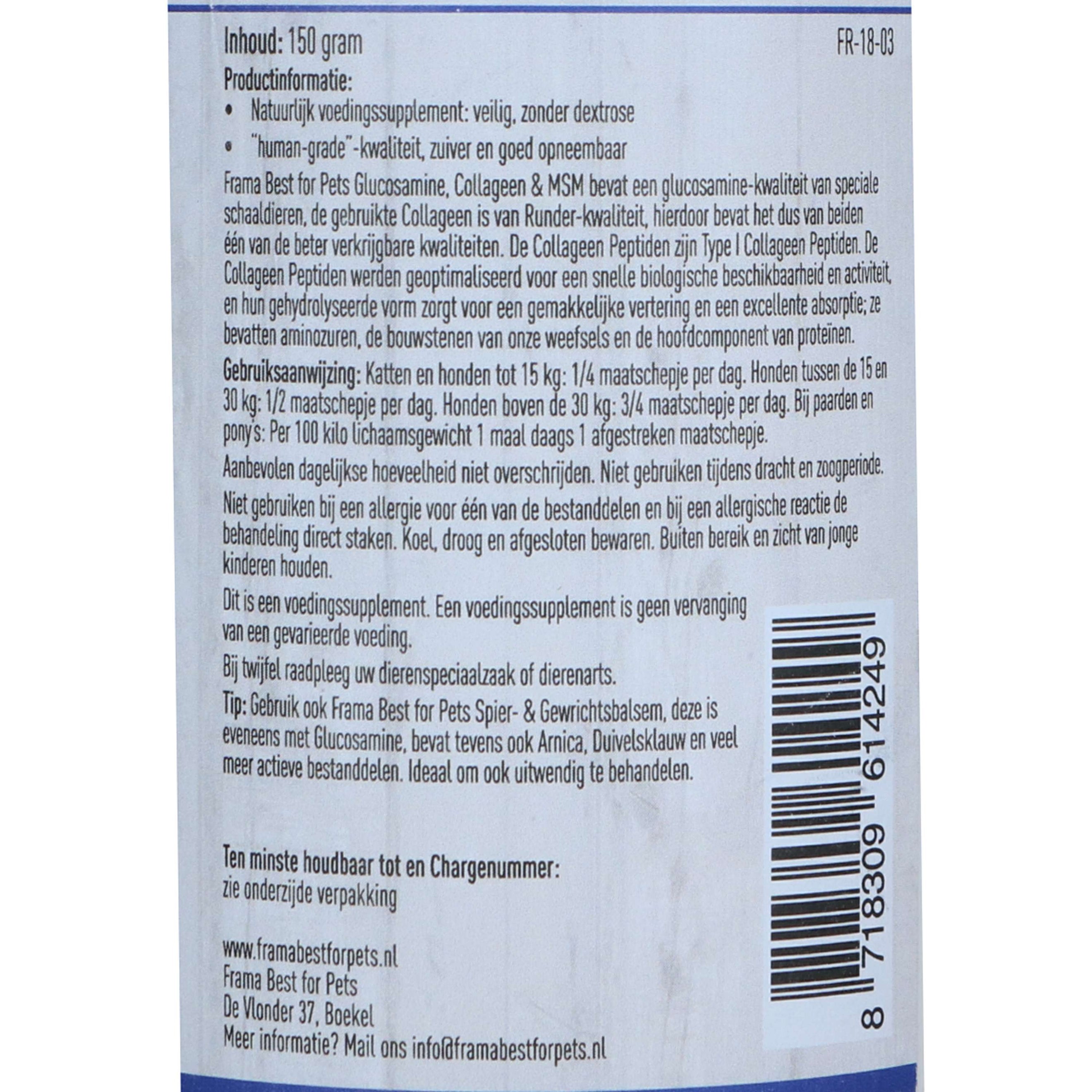 Frama Best For Pets Glucos. Collageen Frama Best For Pets Glucos. Collageen