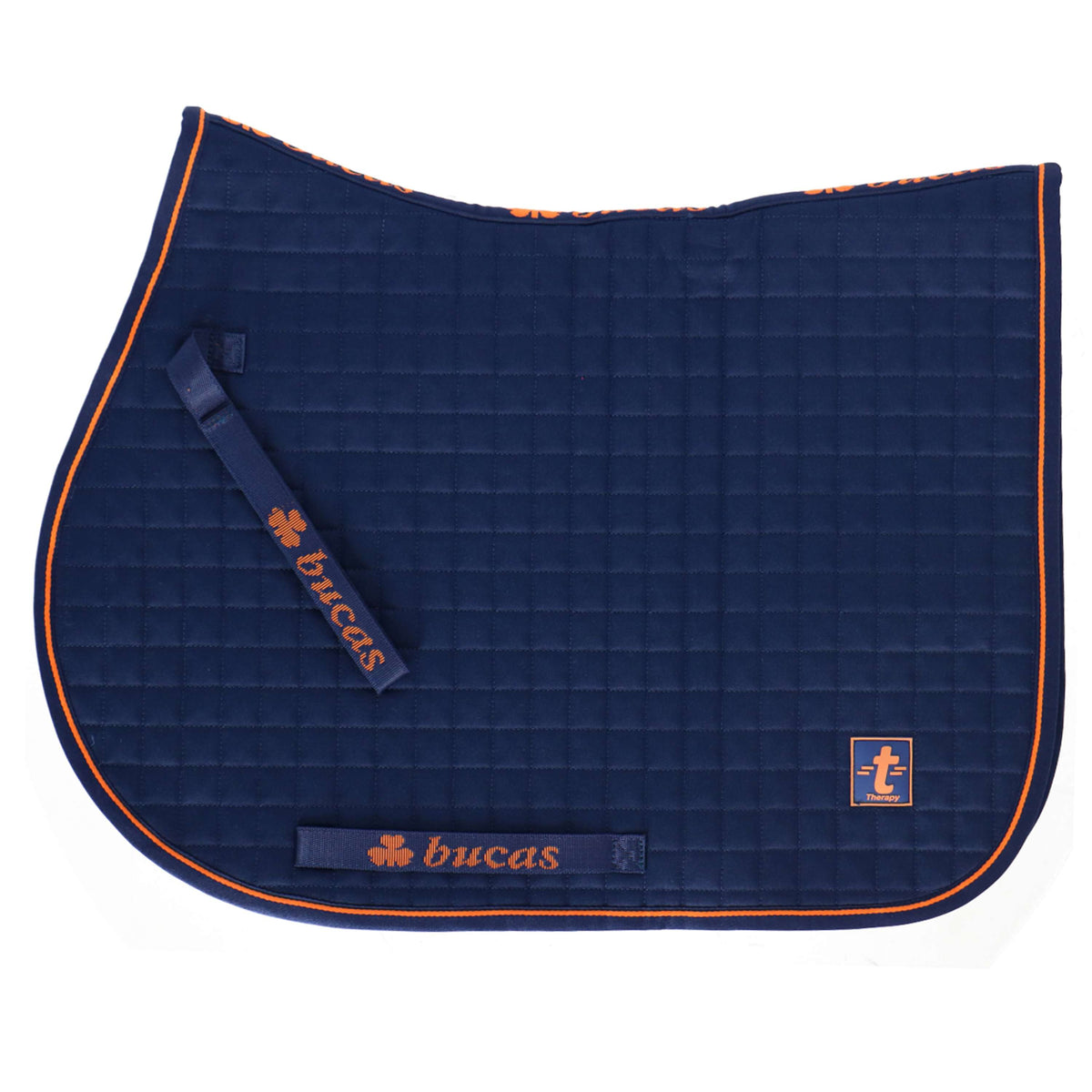 Bucas Therapy Tapis de Selle de Saut Bleu Marine/Orange