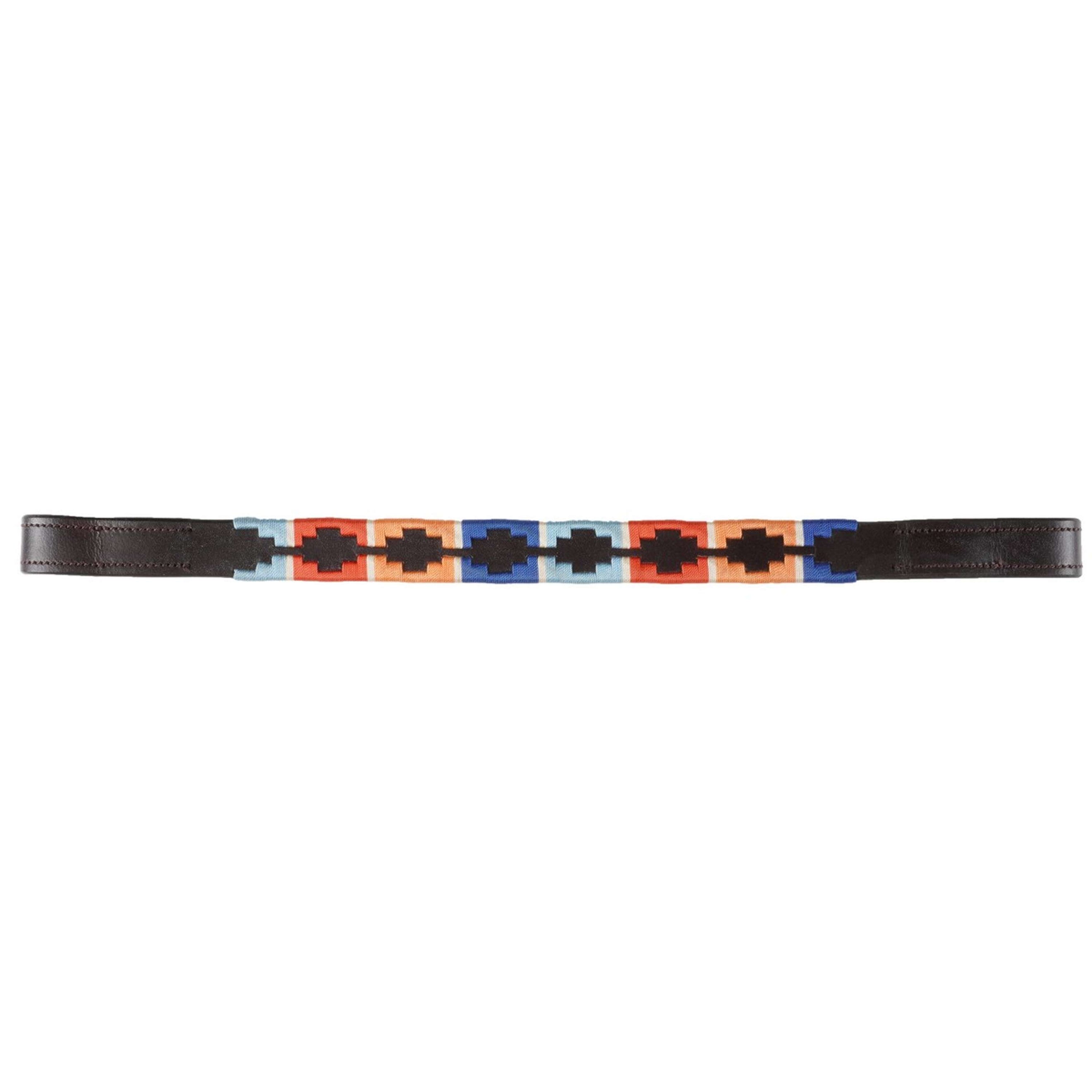 Blenheim by Shires Frontal Polo Cuir Turquoise/Rouge/Orange/Blue