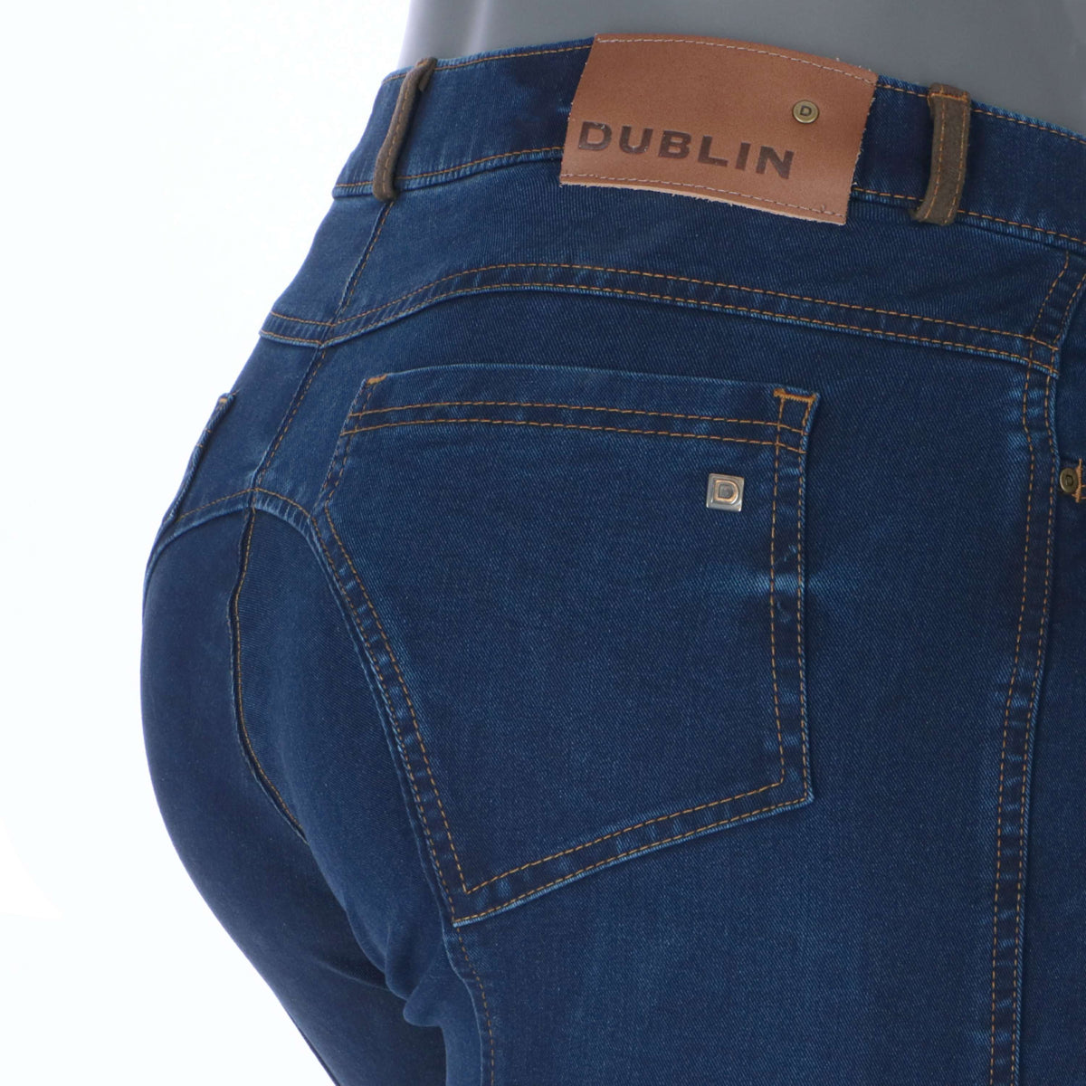 Dublin Pantalon d'Équitation Shona Knee Patch Denim Bleu Denim