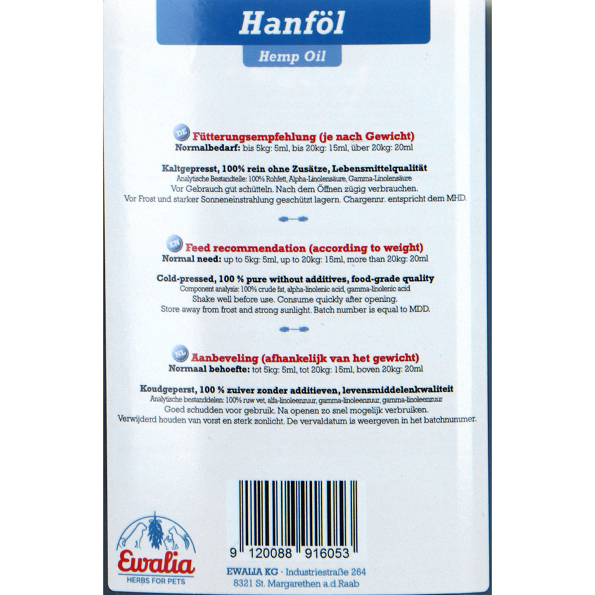 Ewalia Hemp Oil Chien