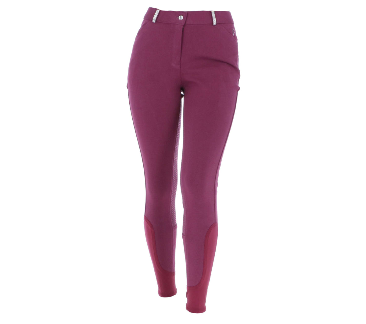 EQUITHÈME Pantalon d'Équitation Glam Silicone Fond de Peau Bordeaux