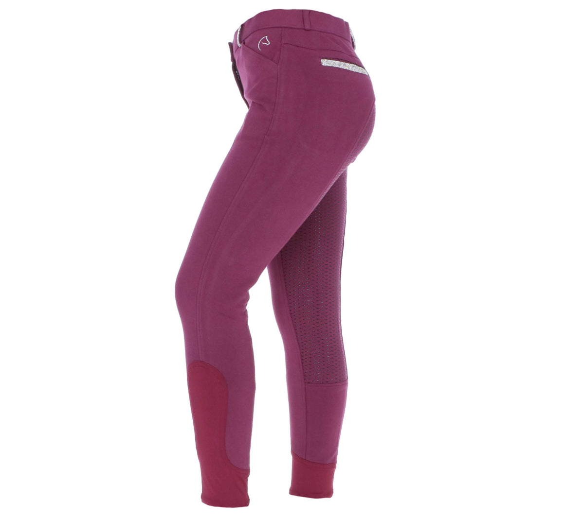 EQUITHÈME Pantalon d'Équitation Glam Silicone Fond de Peau Bordeaux