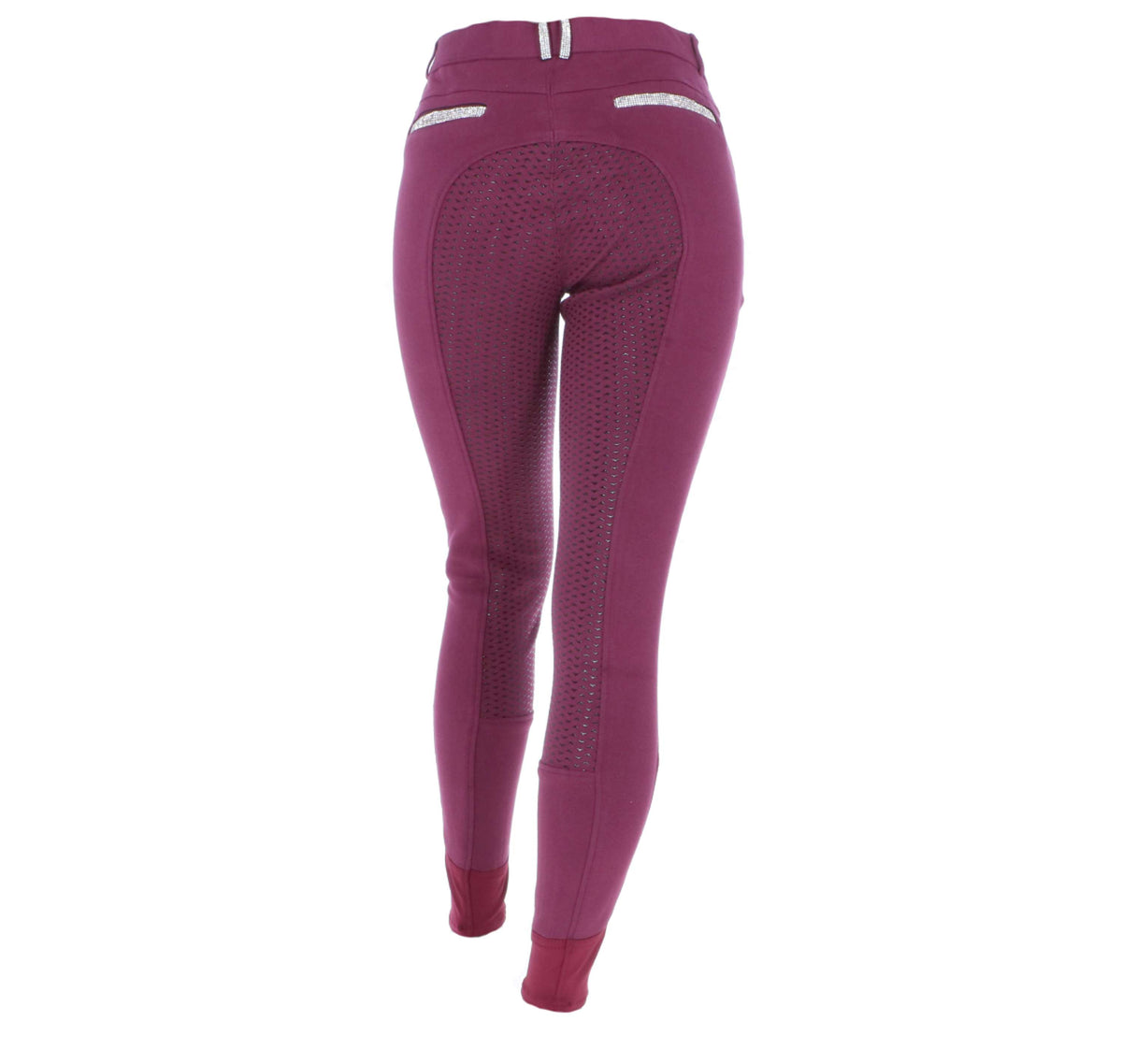 EQUITHÈME Pantalon d'Équitation Glam Silicone Fond de Peau Bordeaux