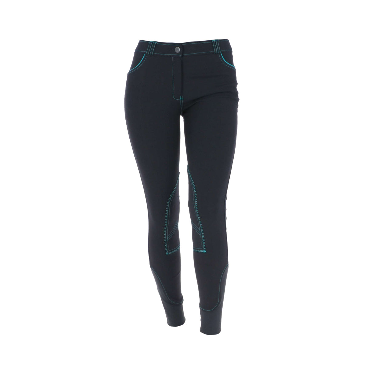 EQUITHÈME Pantalon d'Équitation Verona Noir/Turquoise