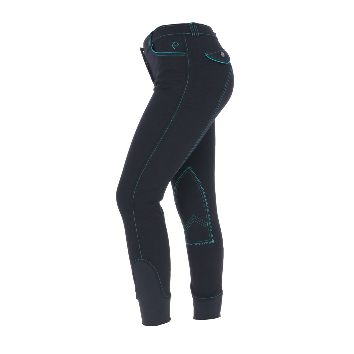 EQUITHÈME Pantalon d'Équitation Verona Noir/Turquoise