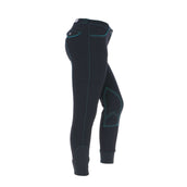 EQUITHÈME Pantalon d'Équitation Verona Noir/Turquoise