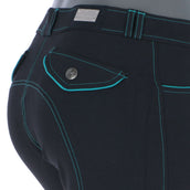 EQUITHÈME Pantalon d'Équitation Verona Noir/Turquoise