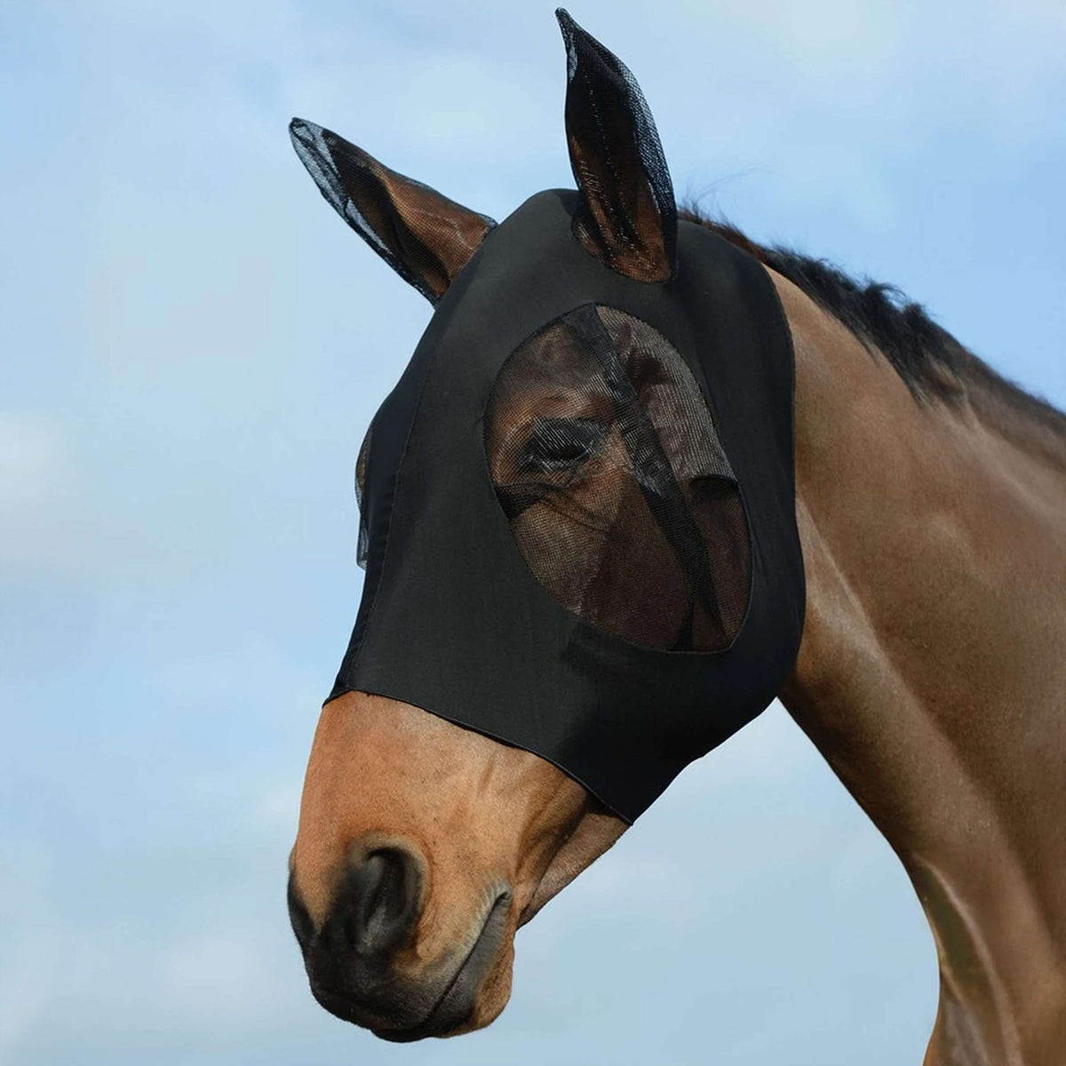 WeatherBeeta Masque Anti-Mouches Stretch Bug Eye Saver avec Oreilles Noir/Noir