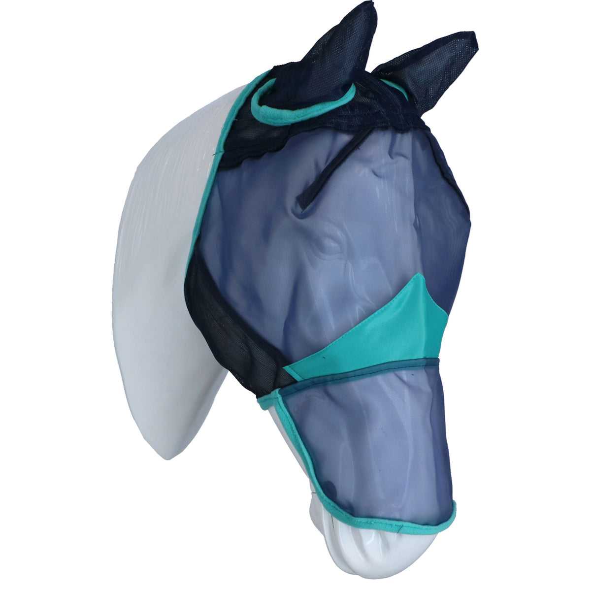 Weatherbeeta Masque Anti-Mouches Comfitec Fine Mesh avec Oreilles et Nez Navy/Turquoise