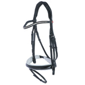 Kieffer Bridon Comfort Paris Anglais Muserolle avec Noseband, Noir Technique, Vernis, 35mm Noir/Blanc