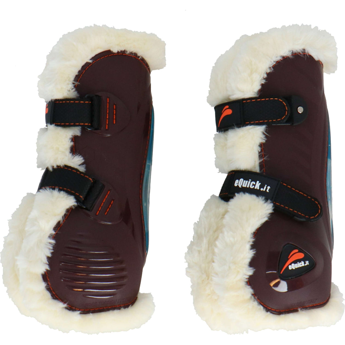 eQuick Protèges-Tendons eShock Front Velcro Fluffy Marron