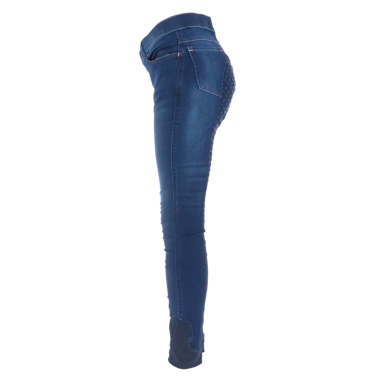 HKM Pantalon d'Équitation Summer Demin Easy Enfant 3/4 Partie Fessier en Silicone Bleu Jeans