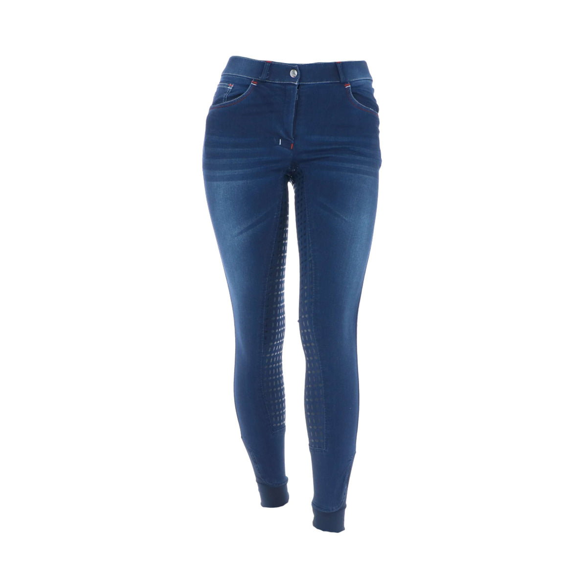 HKM Pantalon d'Équitation Summer Demin Easy 3/4 Silicone Fond de peau Bleu Jeans