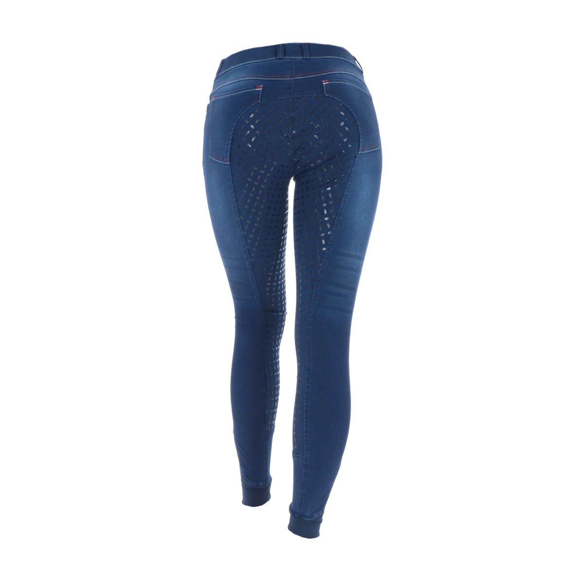 HKM Pantalon d'Équitation Summer Demin Easy 3/4 Silicone Fond de peau Bleu Jeans