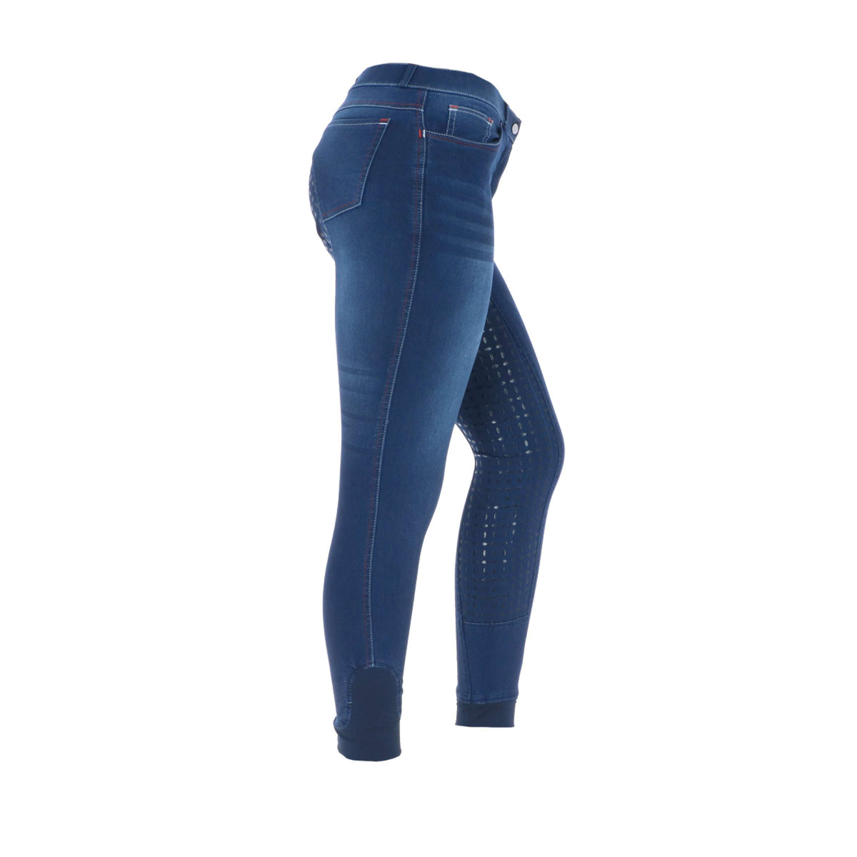 HKM Pantalon d'Équitation Summer Demin Easy 3/4 Silicone Fond de peau Bleu Jeans