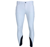 EQODE by Equiline Pantalon d'Équitation Davis Hommes Prise de Genou Blanc