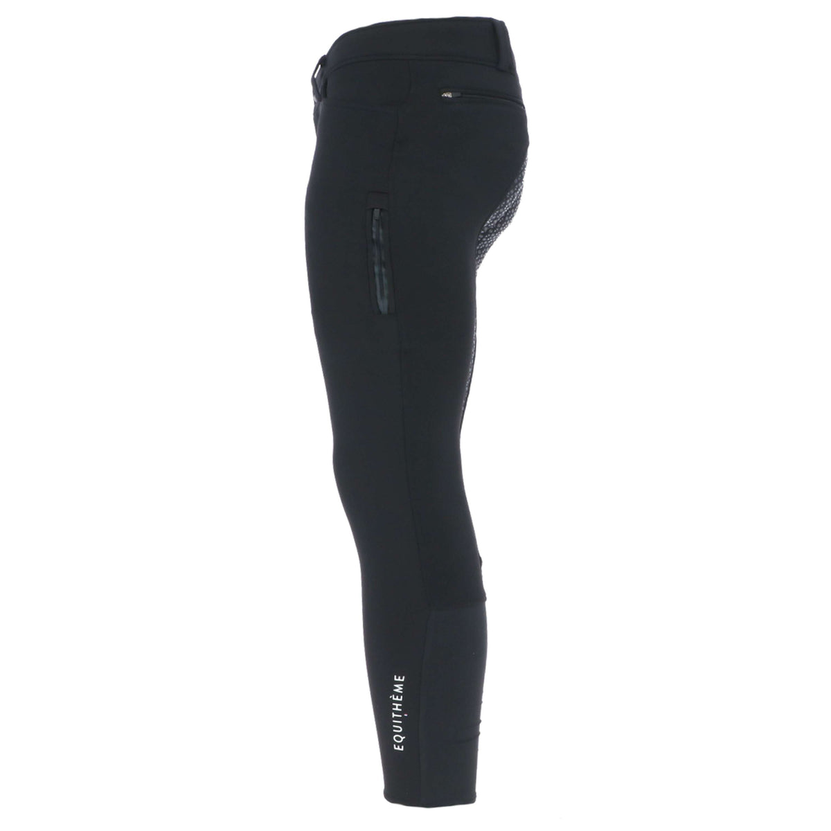 EQUITHÈME Pantalon d'Équitation Zermatt Softshell Hommes Silicone Fond de Peau Noir