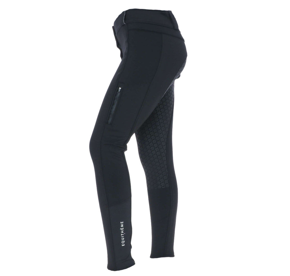 EQUITHÈME Pantalon d'Équitation Kitzbuhl Softshell Femmes Silicone Fond de Peau Noir