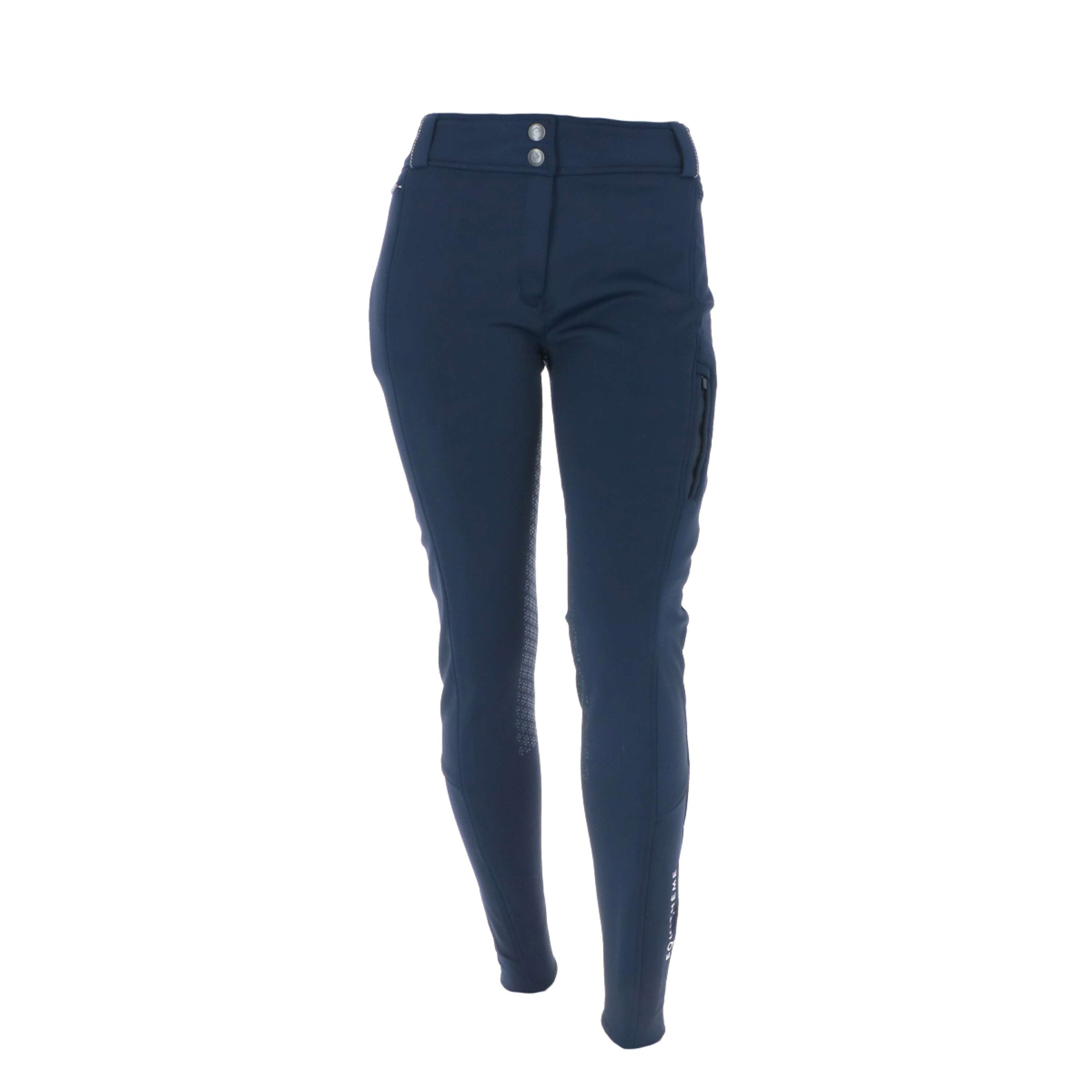 EQUITHÈME Pantalon d'Équitation Kitzbuhl Softshell Femmes Silicone Fond de Peau Marin