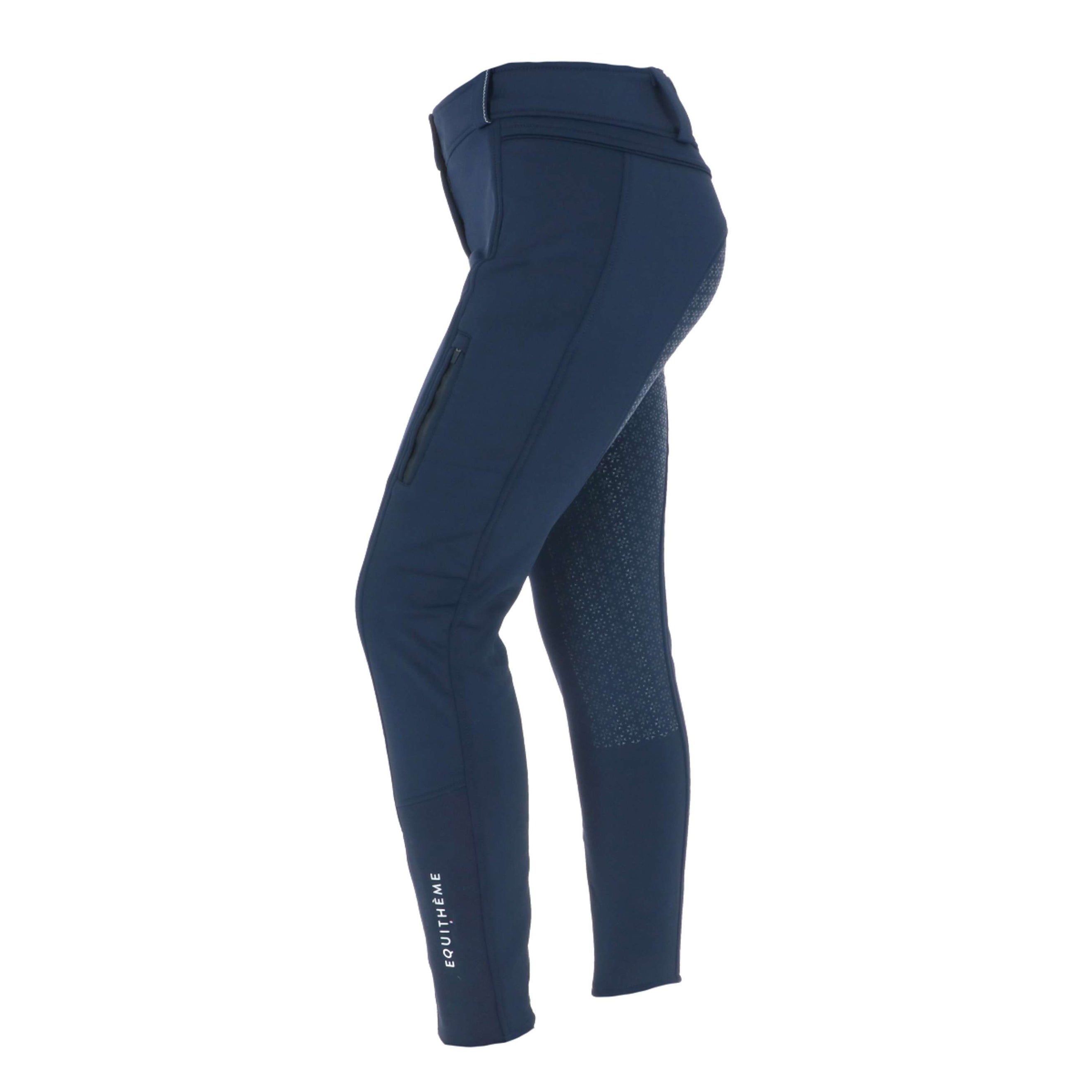 EQUITHÈME Pantalon d'Équitation Kitzbuhl Softshell Femmes Silicone Fond de Peau Marin