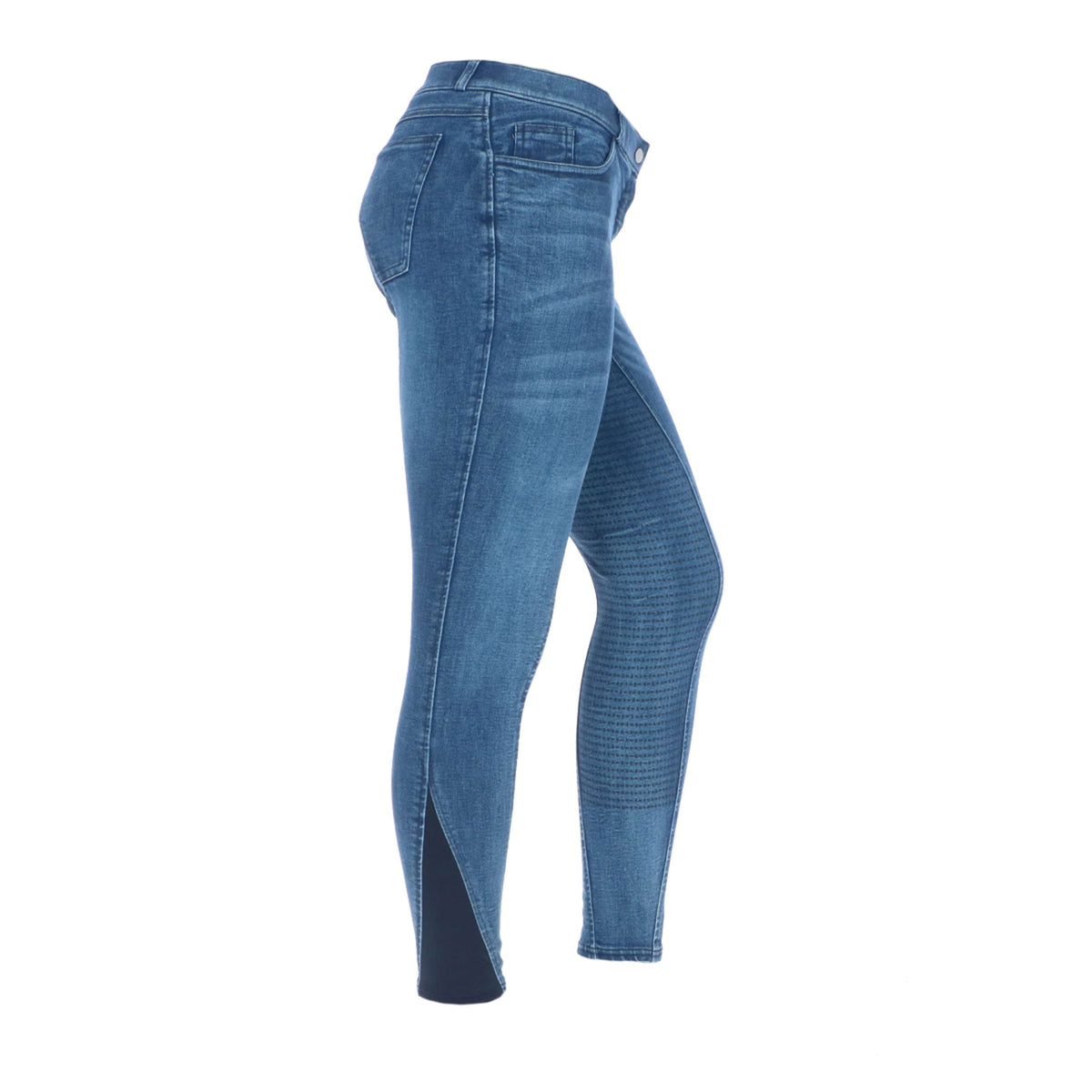 HKM Pantalon d'Équitation Denim Silicone Fond de Peau Bleu Clair/Denim