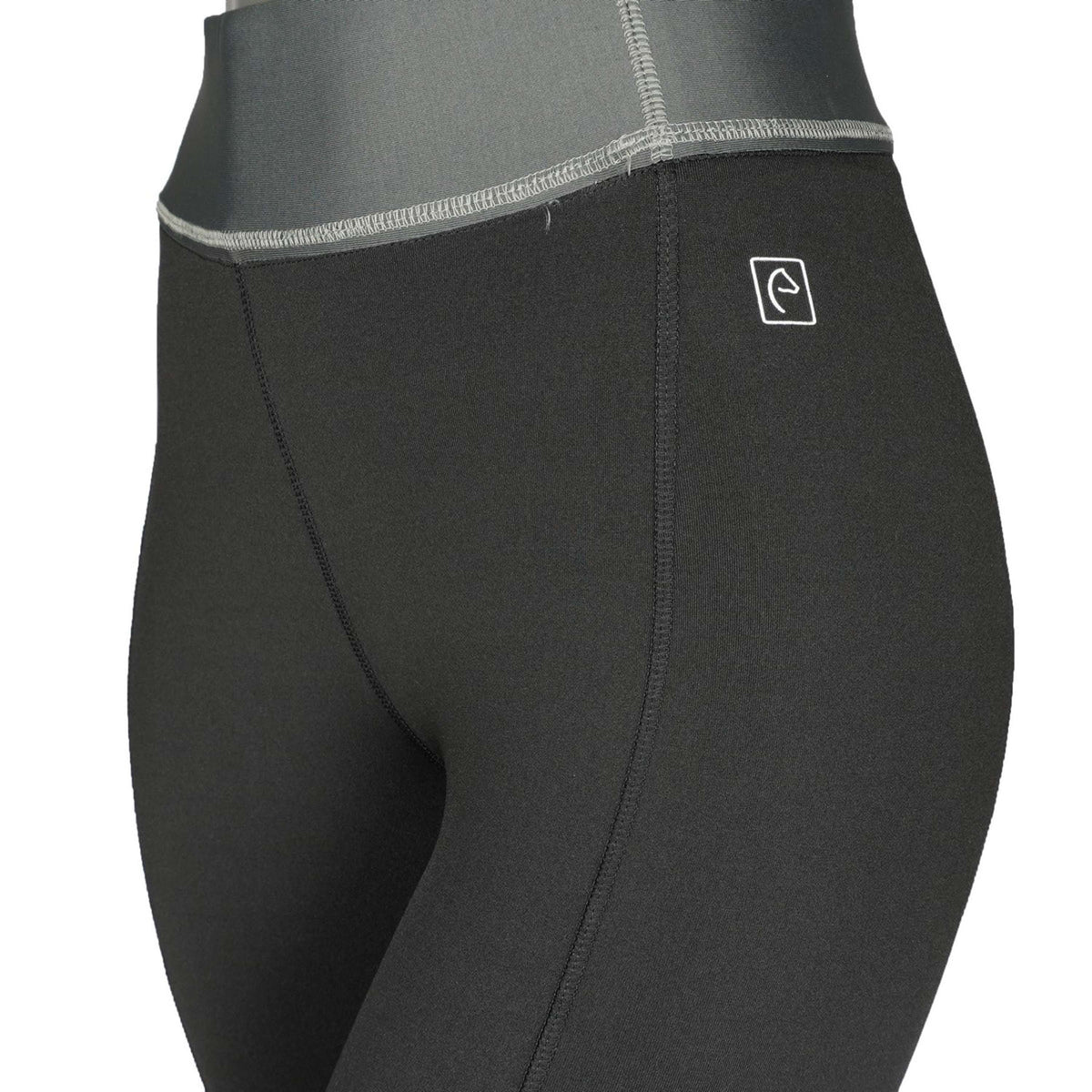 EQUITHÈME Legging d'Équitation Tea Pull-On Silicone Genouillères Noir/Kaki