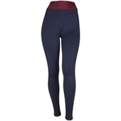 EQUITHÈME Legging d'Équitation Tea Pull-On Silicone Genouillères Bleu marine/Rouge Prune