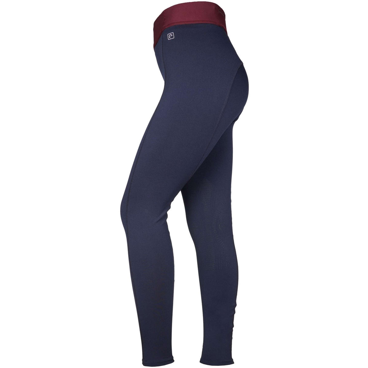 EQUITHÈME Legging d'Équitation Tea Pull-On Silicone Genouillères Bleu marine/Rouge Prune