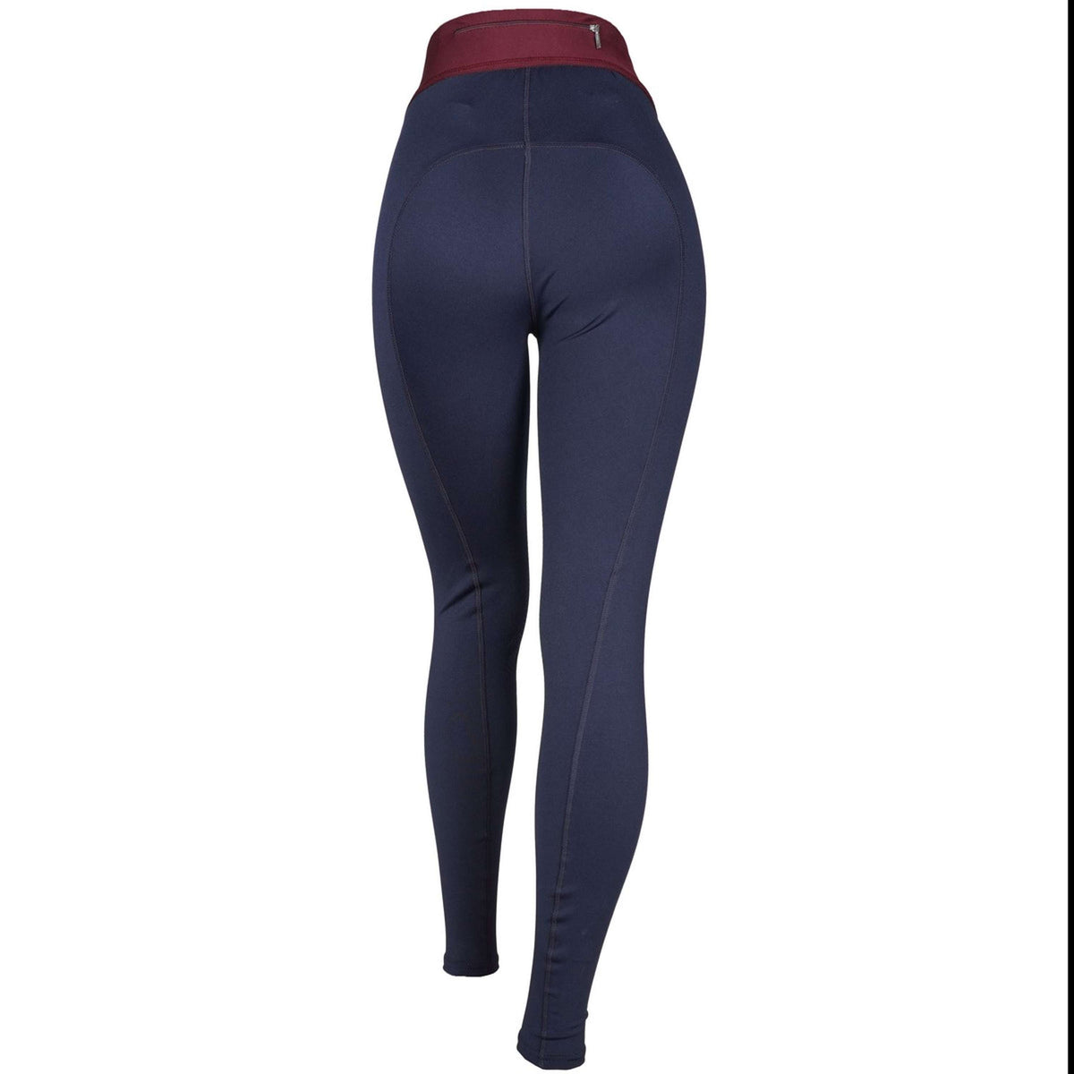 EQUITHÈME Legging d'Équitation Tea Pull-On Silicone Genouillères Bleu marine/Rouge Prune