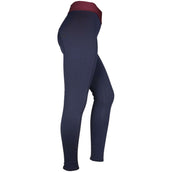 EQUITHÈME Legging d'Équitation Tea Pull-On Silicone Genouillères Bleu marine/Rouge Prune