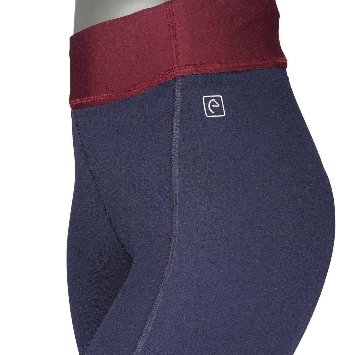 EQUITHÈME Legging d'Équitation Tea Pull-On Silicone Genouillères Bleu marine/Rouge Prune