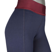 EQUITHÈME Legging d'Équitation Tea Pull-On Silicone Genouillères Bleu marine/Rouge Prune