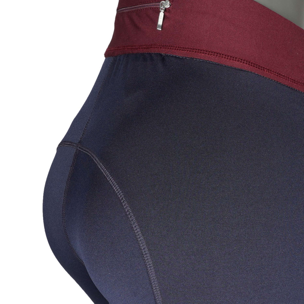 EQUITHÈME Legging d'Équitation Tea Pull-On Silicone Genouillères Bleu marine/Rouge Prune