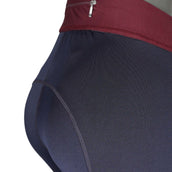 EQUITHÈME Legging d'Équitation Tea Pull-On Silicone Genouillères Bleu marine/Rouge Prune