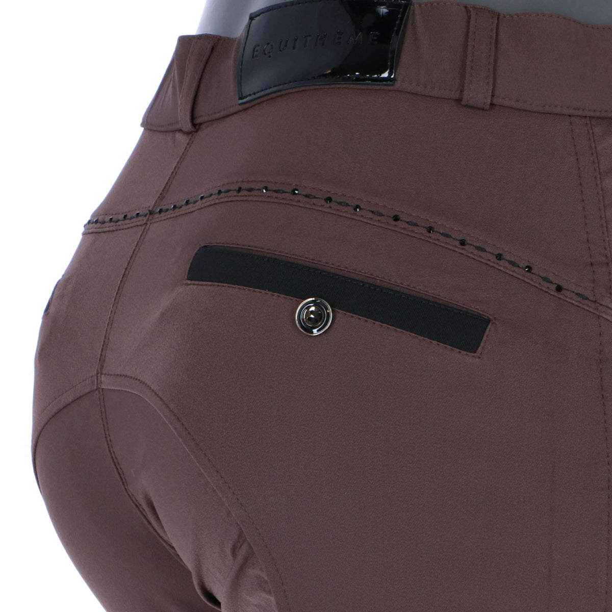 EQUITHÈME Pantalon d'Équitation Safir Silicone Genouillères Marron/Noir