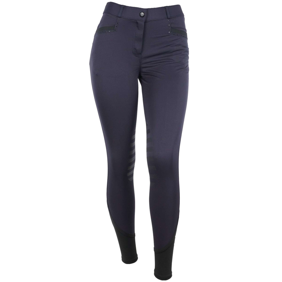 EQUITHÈME Pantalon d'Équitation Safir Silicone Genouillères Bleu marine/Noir