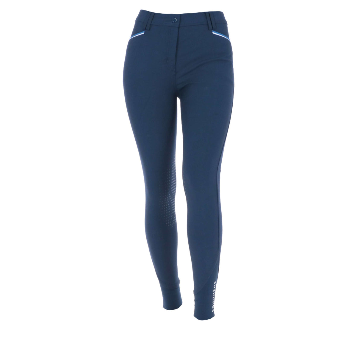 EQUITHÈME Pantalon d'Équitation Lassy Silicone Genouillères Marine Bleu